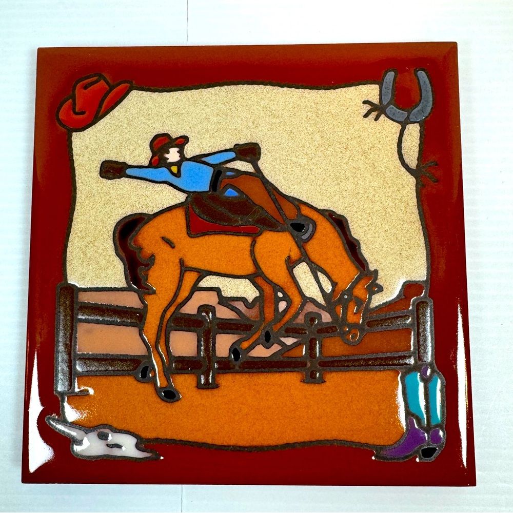 Masterworks Handcrafted Art Tiles Ceramic Trivet Coaster Wall Decor 6”x6” Horse
